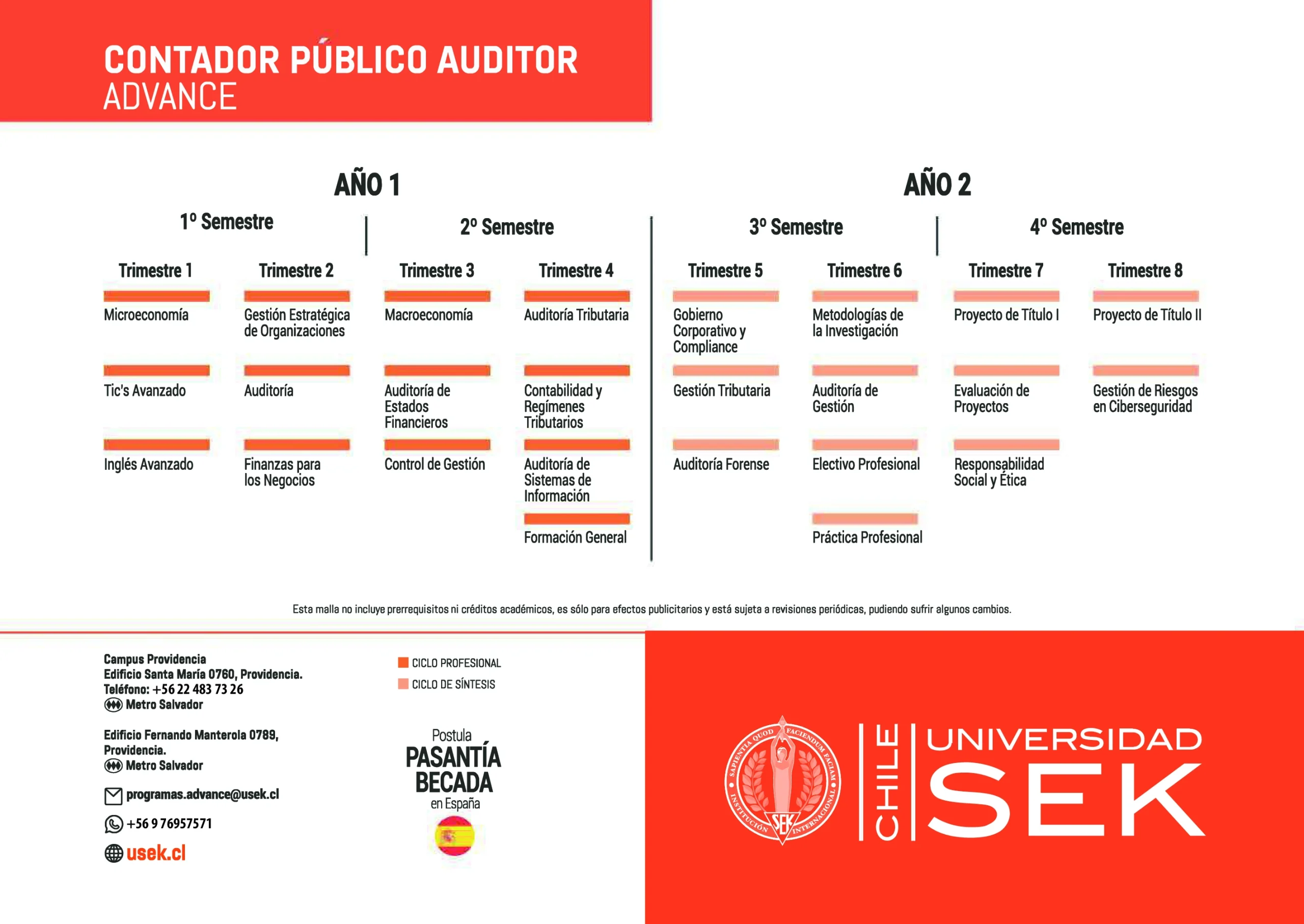 contador público y auditor advance en universidad sek